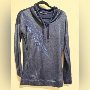 Armani Exchange Metallic Blue Hoodie